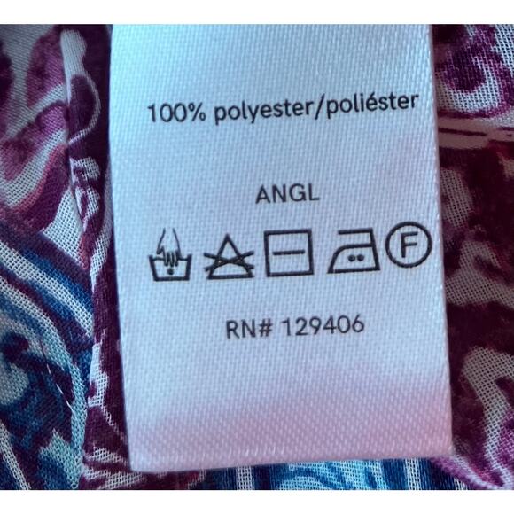 Venus Women's Multicolor Boho-Inspired Print Surplice Neckline Sheer Blouse SZ M - Picture 10 of 11